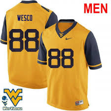 mens 88 trevon wesco west virginia gold 2019 ncaa football jersey