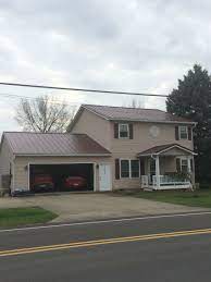 Your burgundy roof stock images are ready. New Burgundy Metal Roof December 2015 Metal Roof Houses Exterior House Colors Metal Roof