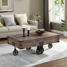 Redecorating with rustic coffee tables. Firstime Co 48 In Rustic Espresso Large Rectangle Wood Coffee Table With Casters 70084 The Home Depot