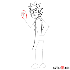 Now that we have all 4 fingers drawn, it's time to locate each joint. How To Draw Rick Showing His Middle Finger Sketchok Easy Drawing Guides