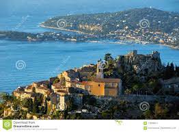 It has 300 sunny days per year, making it an excellent tourist destination. The Village Of Eze Eze At Sunrise Alpes Maritimes French Riviera Cote D Azur France Stock Image Image Of Aerial Place 118769611