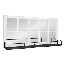 Verticle window shelf in bedroom. Kate And Laurel Jackson Casual Farmhouse Solid Wood 10 Windowpane Mirror With Distressed Black Metal Shelf 40x18 Coastal White Walmart Com Walmart Com