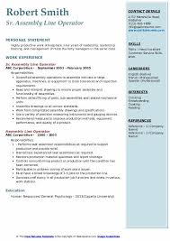 assembly line operator resume samples