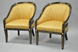 Black And Gold Accent Chair Pair Black Ebonized Gold Regency Barrel Back Slipper Accent Club Lounge Chairs Luxury Chairs Cheap Chairs Gold Accent Chair