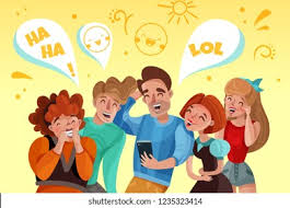 Grupo De Personas Viendo Videos Graciosos Vector De Stock Libre De Regalias 1235323414