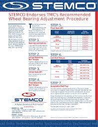 Click Here To View Stemcos Recommended Bearing Adjustment