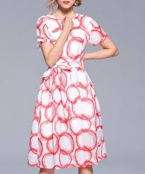 White Hot Pink Circle Print Dress Sale Kaimilan Sale