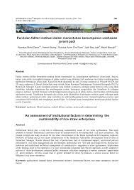 Suhu dan curah hujan sangat berpengaruh terhadap intensitas reaksi kimia dan fisika di dalam tanah. Pdf Penilaian Faktor Institusi Dalam Menentukan Kemampanan Usahawan Jerami Padi