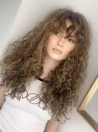 Just make them a little longer than the rest of short curly bang. Curly Fringe Bangs Balayage Curly Hair Fringe Curly Hair Styles Long Layered Curly Hair