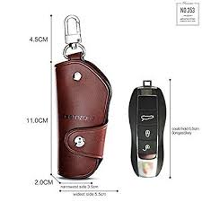 amazon com teemzone unisex real leather key bag key chain case car key holder brown office products key bag leather key car key holder