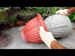 How To Make Beautiful Cement Pot At Home Easily Creative Flower Pots Ideas Youtube Cement Flower Pots Creative Flower Pot Ideas Cement Pots