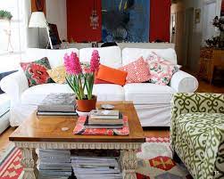 Colorful geometric decorative throw pillows. 20 Clean And Gorgeous White Sofa Living Room Home Design Lover