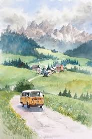 August 30, 2015 by jessie oleson moore & filed under art blog, watercolor painting. Ich Liebe Die Verwendung Von Raum Und Farbe In Diesem Stuck Sowie Bewegung Und Architektur Watercolor Landscape Landscape Drawings Watercolor Art