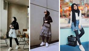20+ style fashion hijab fashion untuk wanita dan remaja kekinian yang cocok dijadikan ootd hijab style menggunakan rok, kemeja untuk berbagai acara. 10 Ide Mix And Match Rok Pendek Untuk Hijab Outfit