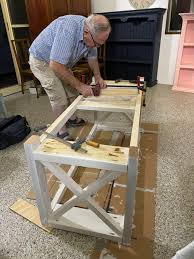 Trestle coffee table free diy plans rogue engineer. A Farmhouse Coffee Table With Plans From Ana White I Restore Stuff
