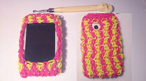 как сделать чехол для телефона из резинок на рогатке Chehol Dlya Iphone Smartphone Kryuchkom Ch 1 Raduzhki Rainbow Loom Youtube