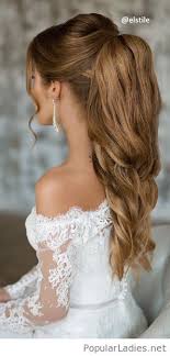 Our favorite diy and professional wedding hairstyles for long hair with amazing to the side looks, styles with braids, and with flowers in your hair. Amazing Wedding Ponytail Inspiration Lovely Earrings Too Wedding Ponytail Hair Styles Long Hair Styles