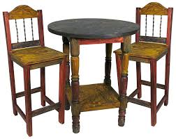 Mexican Painted Wood Bar Table Set With 4 Chairs Wood Bar Table Bar Table Sets Bar Table And Stools