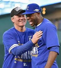 'we're not going to pack up and die. Kansas City Royals Ned Yost Kansas City Royals Lorenzo Cain Is Congratulated By Manager Ne Kansas City Royals Baseball Kc Royals Baseball Kansas City Royals