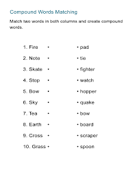 Join the popular membership section!! Compound Words For Kids The Matching Game Worksheet All Esl
