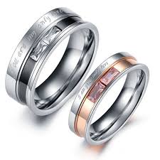 His Hers Promise Jewelry Rings Set Stainless Steel Couples Engagement Men Women Wedding Bands Body Jewelry Love Stainless Steel Rings Couple Rings Love Ring