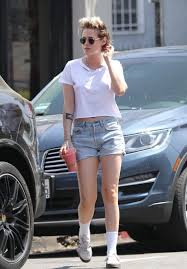 Lady gaga serving cleavage and legs in short tight dress in nyc. Kristen Stewart Shows Off Her Legs In Denim Shorts 04 25 2019 Celebmafia