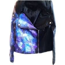 Galaxy Leather Jacket Nebula Hooded Moto Jacket Women S Leather Coat Tumblr Hipster Fashion Pleather Jac Leather Coat Womens Pleather Jacket Womens Moto Jacket