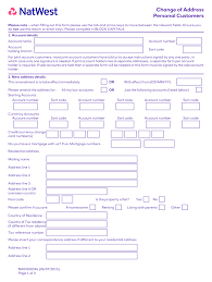 Natwest Change Of Address Form Pdf Fill Online Printable Fillable Blank Pdffiller