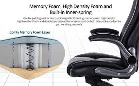 Vanbow High Back Memory Foam Leather Office Chair Adjustable Tilt Angle And Flipup Arms Executive Computer Desk Chair Leather Office Chair Chair Office Chair