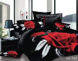 This comforter and pillow set blends seamlessly with your bed to create a uniform and inviting look. 3 7 Piece 100 Organic Cotton Black And Red Rose White Feather Print Duvet Cover Bedding Sets King Size Bed Sheets Luxury Cotton Sateen Sheet Sheet Forsheet Sets Full Size Aliexpress