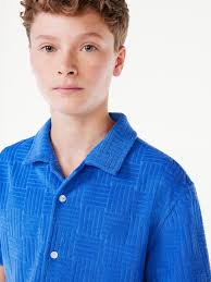 Free Assembly Boys Towel Terry Camp Shirt, Sizes 4-18