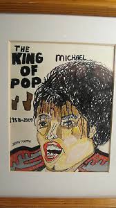 ARTIST SIGNED ART DRAWING MICHAEL JACKSON KING OF POP TRIBUTE MJ BAD  THRILLER