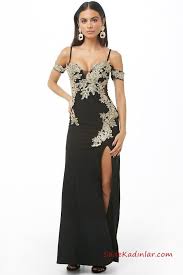 2019 Siyah Abiye Modelleri Siyah Uzun Ip Askili Dusuk Kol Yirtmacli Nakis Islemeli Siyah Abiye Moda Stilleri The Dress