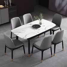 Rectangular Extendable Faux Marble Dining Table With Marble Veneer Top Modern Dining Table 55 Faux Marble Dining Table Dining Table Marble Marble Top Dining Table