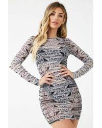 Check spelling or type a new query. Forever 21 Synthetic Kikiriki Newspaper Print Dress Black Multi Lyst
