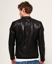 Superdry Hero Leather Racer Jacket In Black For Men Lyst