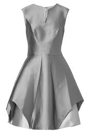 Halston Heritage Satin Dress With Silk In Grey Modesens Satin Cocktail Dress Grey Satin Dress Wet Look Dress