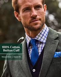 A timeless ensemble chosen by Mr Harvie himself. Our lambswool and cashmere  jacket is paired with a soft merino cardigan, a classic woven check shirt,  and rich honey cord trousers for a