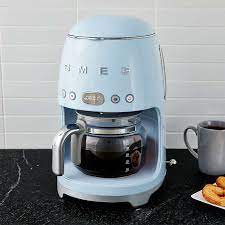 Smeg Pastel Blue Drip Coffeemaker Reviews Crate And Barrel In 2021 Coffee Maker Reviews Coffee Maker Retro Refrigerator