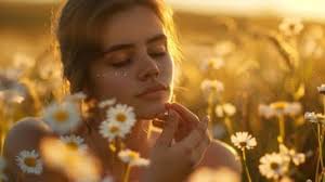 Free Sunset Daisy Field Image