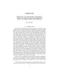 ARTICLES PRIVACY IN GENETIC TESTING: WHY WOMEN ARE DIFFERENT