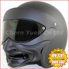 Demon Face Mask Visor Shield Mat Black Uv Smoke Lens For Open Face Helmet Shoei Ebay