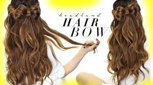 Hair Bow Headband Half Updo Hairstyles For School Youtube Headband Hairstyles Hair Styles Long Hair Styles
