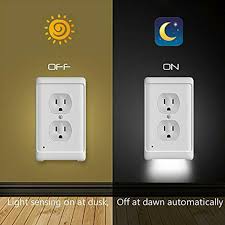 New Night Light Ambient Light Sensor Duplex High Quality Durable Convenient Outlet Cover Wall Plate With Led Night Led Night Light Plates On Wall Light Sensor