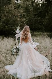 Early Fall Woodland Wedding Inspiration Ruffled Pink Wedding Gowns Woodland Wedding Inspiration Wedding Dresses