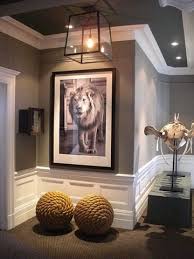 Crown Molding And Chair Railing Grey Walls Dark Ceiling Decorative Mouldings