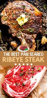 Love rib eye steak iron skillet top of stove. Pan Seared Ribeye Steak In 2021 Cast Iron Skillet Recipes Dinner Good Steak Recipes Ribeye Steak Recipes