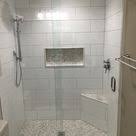Maybe you would like to learn more about one of these? Master Bath Shower White 8 X 20 Hall Blanco Tile Siberian Pearl Brushed Hexagon Shower Floor Seat Diy Bathroom Makeover Bath Remodel Bathroom Shower Design