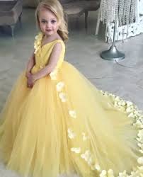 Sunny Yellow Princess Dress Flower Girl Dresses Tulle Girls Ball Gown Flower Girl Dresses