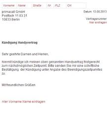 Wie kann ich meinen handyvertrag kündigen? Primacall Handyvertrag Kundigungsschreiben